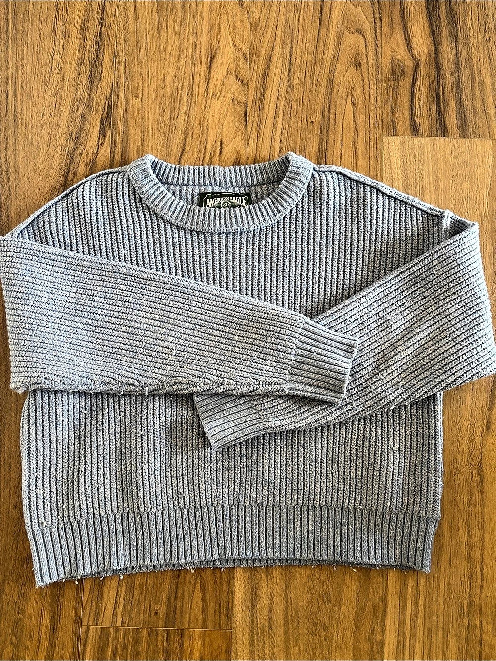 American Eagle Ribbed Crewneck Sweater in Light Blue